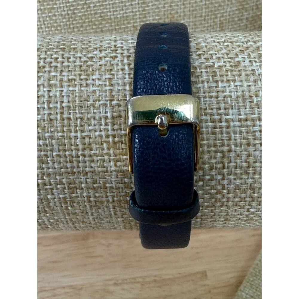 Anne Klein Womens Gold-Tone Watch With Blue Genuine Leather Strap NOT TESTED‎